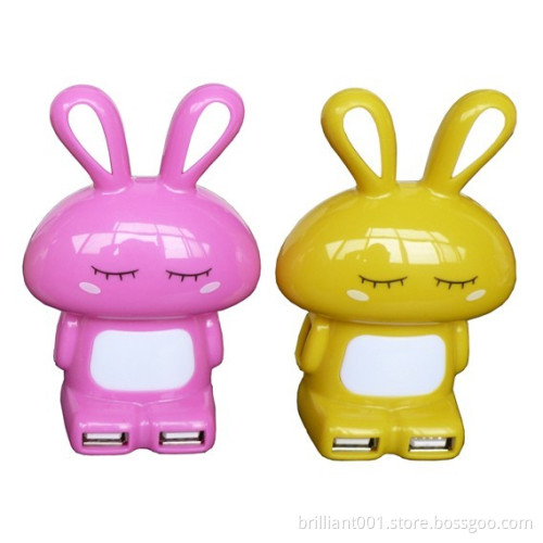 Rabbit shape 4 Port USB HUB 2.0 with 7-color Mood Light